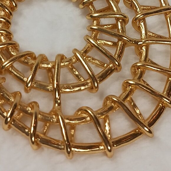 Karine Sultan 32 Inch Gold Necklace with 3 1/4" X 3 " Abstract Gold Pendent - Picture 6 of 10